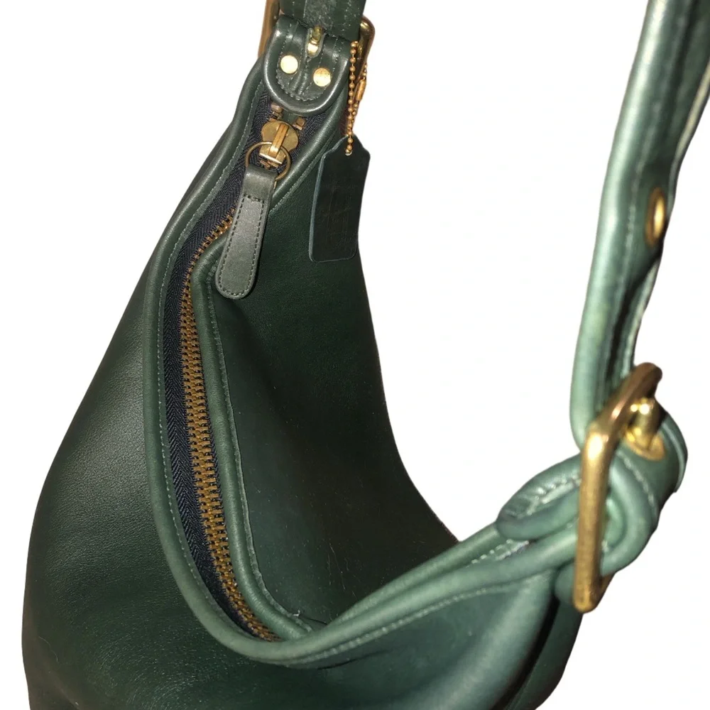 COACH Bottle Green Glove Tanned Leather Duffle Sac XL Bucket Bag 9085 USA COA